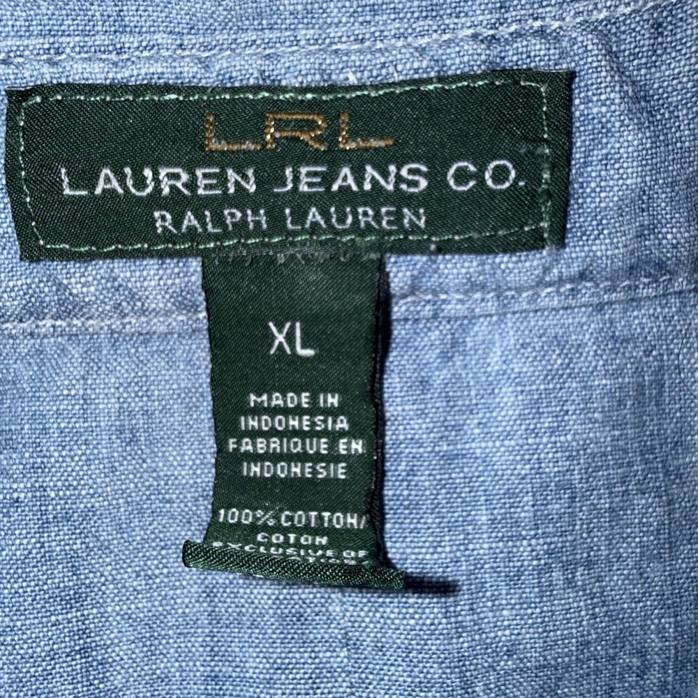 Lauren Jeans Co Ralph Lauren Shirt Women XL Blue Chambray Blouse Cowgirl Vintage - Picture 7 of 10